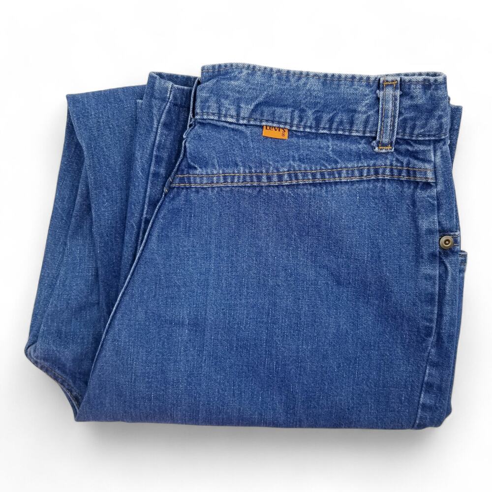 LEVI'S VINTAGE 1970s ORANGE TAB Jeans High Rise Wide Leg - Size 14 - Picture 2 of 14
